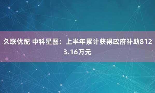 久联优配 中科星图：上半年累计获得政府补助8123.16万元